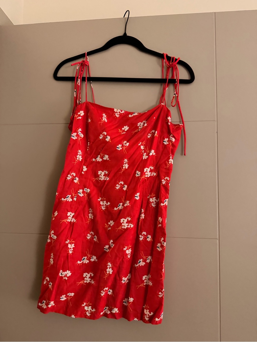 Bardot Red Floral Tie-Strap Mini Dress
